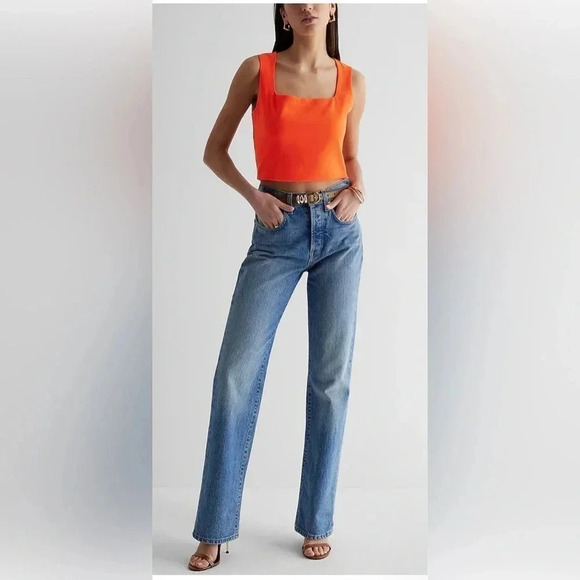 NEW with tags (NWT) Express Orange Square Neck Cropped Tank - Picture 4 of 8